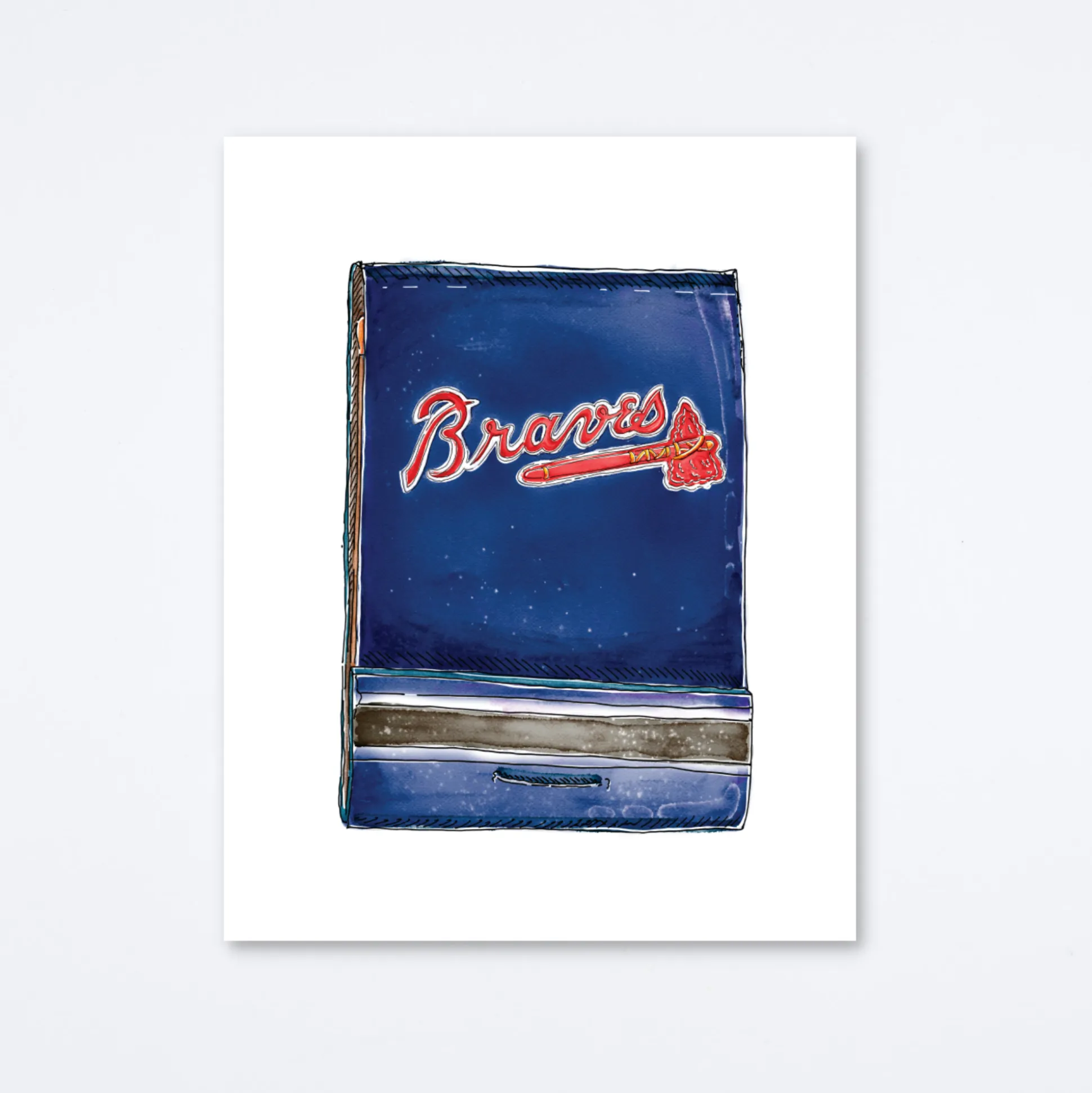 Atlanta Braves Navy Art Print
