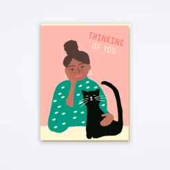 Cat Girl Thinking of You Card